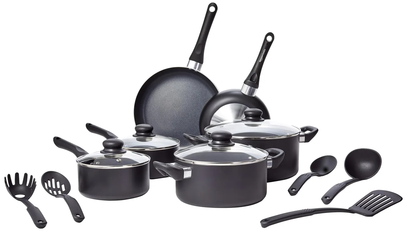 Amazon Basics 15-Piece Non-Stick Cookware Set — photo 1